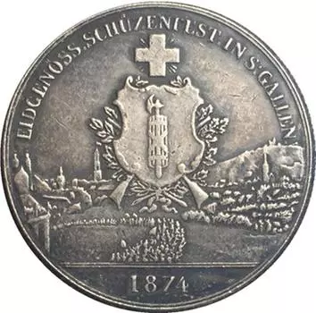 Новые памятные монеты Швейцарии 1874 года as the picture