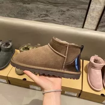 Новые парные зимние сапоги, утепленная бархатная нескользящая теплая хлопчатобумажная обувь из воловьей кожи 35