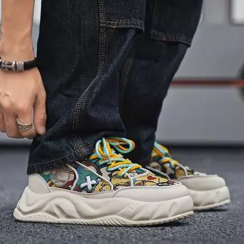 Новые парусиновые мужские туфли, дышащая модная повседневная обувь, студенческая спортивная обувь, ленивые, износостойкие туфли на платформе для сноуборда 39