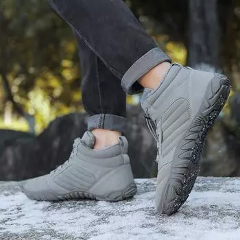 Новые пары для отдыха на открытом воздухе, высокие хлопковые ботинки, зимние ботинки для мужчин и женщин, теплые хлопковые ботинки 35 бежевый