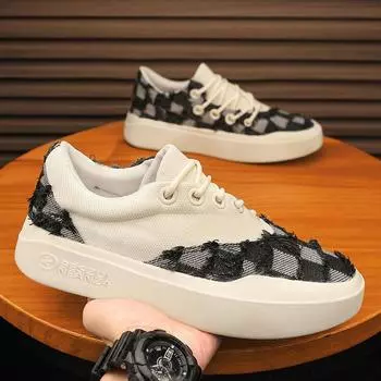 Новые пары обуви высокого качества вулканизированные рваные парусиновые туфли модные новые ретро-туфли на толстой подошве мужские кроссовки парусиновые 39 чёрный