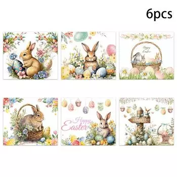 Новые, Пасхальной тематики, Ретро милые, Кролик, Мини наклейки, Наклейки на бутылки, Наклейки для украшения вечеринки, Принадлежности 6pcs