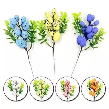 Новые пасхальные яйца, вырезанные из искусственных цветов, ветки, красочная картина, пенопласт, яйца для птиц, украшения, сделай сам, ремесло, товары для дома и весны зелёный