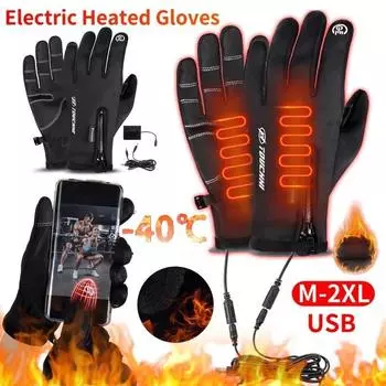 Новые перчатки с подогревом Зимние перчатки с подогревом Теплые водонепроницаемые USB-подключение Термоперчатки Сенсорный экран Перчатки с подогревом для верховой езды No heatable-M чёрный