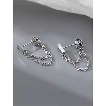 Новые персонализированные геометрические серьги с цепочкой