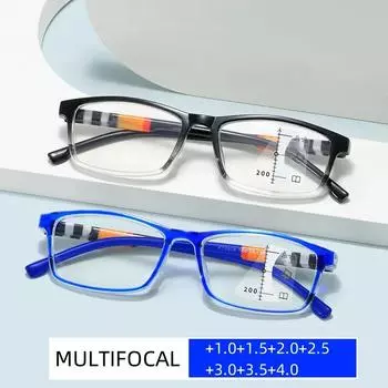 Новые персонализированные мультифокальные очки для чтения с тонкой полоской для мужчин, сверхлегкие пружинные очки с высокой четкостью для пресбиопии до 4,0 +1.0