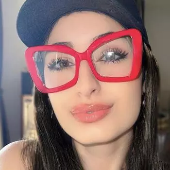 Новые персонализированные очки в красной большой оправе для женщин, модная оправа для очков с защитой от синего света