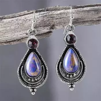 Новые персонализированные серьги-капли с фиолетовым топазом, изысканные модные старинные креативные серьги-подвески.