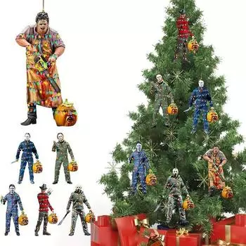 Новые персонажи фильмов ужасов Рождественские подвесные украшения Хэллоуин Рождественские подвесные украшения для автомобиля Брелок Подвеска style 1