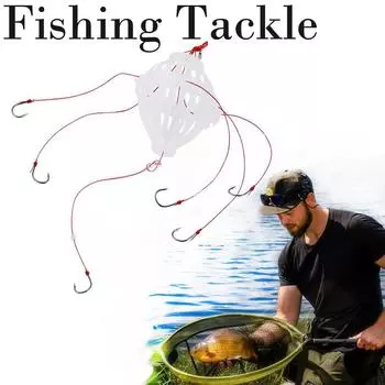 Новые пластиковые рыболовные снасти Sea Monster с шестью прочными сферическими крючками из углеродистой стали 4pcs