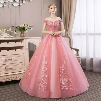Новые платья Quinceanera, милое розовое кружевное платье с цветочным принтом и бисером, бальное платье длиной до пола, вечернее платье XXXL чёрный