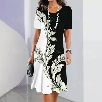 Новые платья с цветочным принтом для женщин, элегантные платья миди, модные платья больших размеров для женщин 5XL S