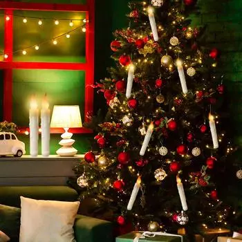 Новые плавающие свечи с волшебной палочкой, конусные свечи для украшения Рождества и Хэллоуина, работающие от батареек, беспламенные плавающие свечи