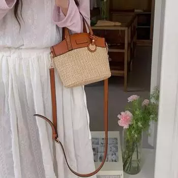 Новые плетеные сумки-ведра Женские сумки через плечо Ручные плетеные сумки Соломенные плетеные сумки Модные сумки для отдыха Сумки через плечо
