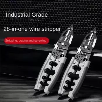 Новые плоскогубцы для зачистки проводов из высокоуглеродистой стали 28 в 1 Многофункциональный инструмент для зачистки проводов Ручной инструмент Нескользящие клещи Электрик