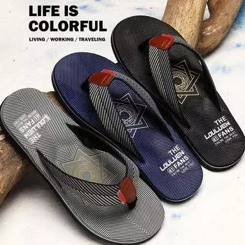 Новые пляжные шлепанцы мужские летние нескользящие шлепанцы повседневная мода толстая подошва мужские тапочки 39 чёрный