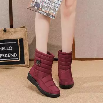 Новые плюшевые и теплые женские зимние ботинки с боковыми молниями, водонепроницаемые хлопковые ботинки, повседневная женская обувь из хлопка большого размера 35