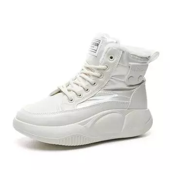 Новые плюшевые и утолщенные зимние ботинки для скейтбординга со средним верхом, толстой подошвой и увеличенной высотой 35 чёрный