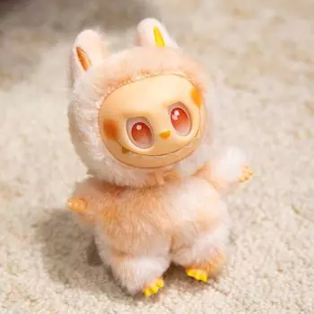 Новые плюшевые игрушки Labubu V3 The Monsters Big Into Energy Series Виниловая плюшевая игрушка Подвеска для сумки Кавайная фигурка Кукла с лицом Брелок Подарок на день рождения 17cm жёлтый