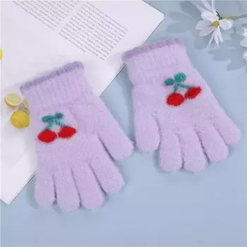 Новые плюшевые перчатки с раздельными пальцами для езды на велосипеде, теплые плюс бархатные, перчатки с бантом для сенсорного экрана, женские зимние перчатки с пятью пальцами One Size