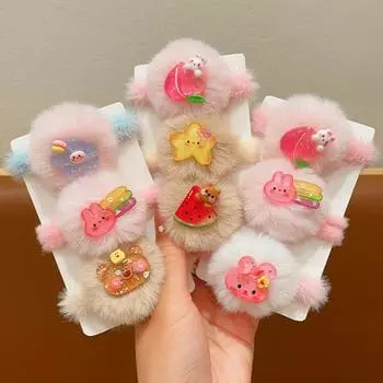 Новые плюшевые резинки для волос осень/зима: Милые, высокоэластичные резинки для хвостиков для малышей и девочек