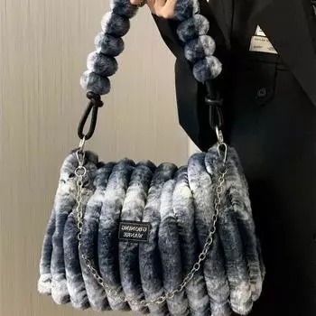 Новые плюшевые сумки на плечо Tie Dye, женская усовершенствованная подмышечная сумка, осенне-зимняя ручная плюшевая сумка, модная трендовая сумка через плечо для отдыха