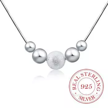 Новые подвески из стерлингового серебра 925 пробы, классические высококачественные модные змеиные цепочки, легкие песочные бусины, ожерелья-шарики для женщин