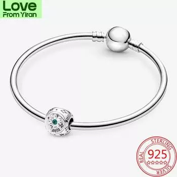 Новые подвески-ювелирные изделия с клевером, подковой и божьей коровкой, трехсторонние подвески, подходящие для модного браслета из стерлингового серебра 925 пробы, подвески-ювелирные изделия своими руками зелёный