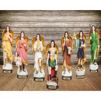 Новые полирезиновые семь архангелов идолы статуи фигурки ангелов чакра ангелы - рейки исцеление маленький (Набор из 7)