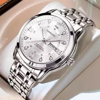 Новые полностью автоматические мужские часы с усовершенствованной ночной подсветкой и водонепроницаемым двойным календарем