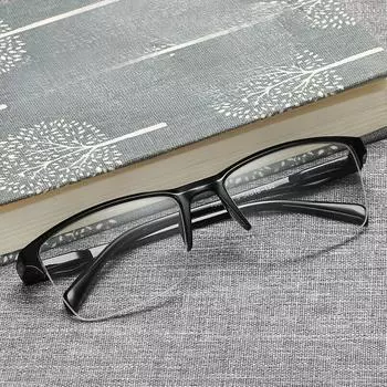 Новые полукадровые очки для чтения, женские сверхлегкие очки для дальнозоркости, черные квадратные очки, очки для дальнего зрения + 0,75 до + 4 очков 0.75