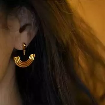 Новые полукруглые дисковые серьги из титановой стали с каплями масла, женские серьги-гвоздики из нержавеющей стали с улучшенным чувством атмосферы из 18-каратного золота 18K