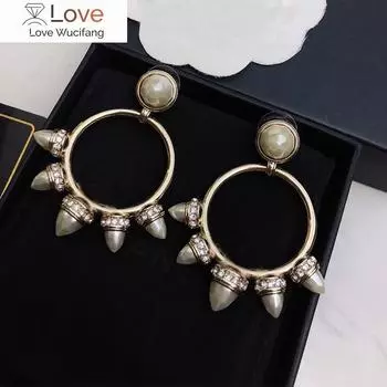 Новые популярные брендовые женские роскошные поп-ювелирные изделия, винтажные жемчужные серьги в стиле панк, круглые серьги Willow Nail, аксессуары для подарков на вечеринку