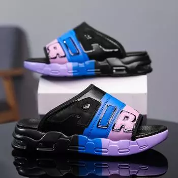 Новые популярные мужские тапочки смешанных цветов повседневные мужские нескользящие туфли мужские уличные износостойкие сандалии летняя пляжная мужская спортивная обувь 39