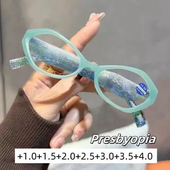 Новые популярные очки для чтения, компьютерные очки, блокирующие синий свет, очки от пресбиопии, полигональные, Европа и Америка для женщин и мужчин 2025 г. 1.0 леопардовый