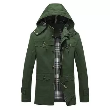 Новые популярные весенние и осенние куртки, мужские пальто, тонкие топы из чистого хлопка среднего возраста больших размеров, повседневные ветровки для пап M