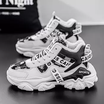 Новые популярные зимние стильные джинсовые туфли из натуральной кожи с высоким берцем, нескользящие, повседневные, легкие, модные и необременительные, Zapatillas 36 чёрный