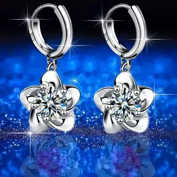 Новые посеребренные серьги Blooming Plum, женские серьги с инкрустацией из циркония Plum Peony Flower, серьги, серьги