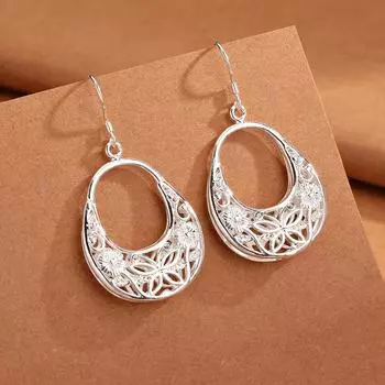 Новые посеребренные серьги S925 серебряные серьги посеребренные ретро цветы женские серьги серьги очаровательные ювелирные изделия свадьба