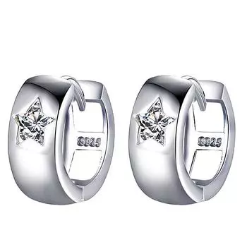 Новые посеребренные серьги, серьги с пятиконечной звездой, серьги с цирконом, женские серьги со звездами, популярные аксессуары