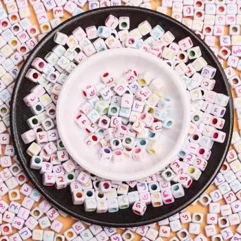 Новые поставки бусины-разделители с буквами 40 шт. 5,5 мм*3,5 мм арабские бусины свободные бусины смешанные ожерелья для браслетов своими руками изготовление ювелирных изделий квадратный акрил