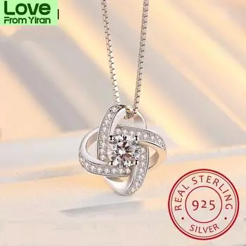 Новые поступления 925 стерлингового серебра хрустальные клеверы ожерелья кулон распродажа чистого серебра ювелирные изделия для женщин