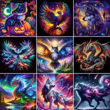 Новые поступления Алмазная картина животное полная мозаика своими руками феникс волк фэнтези арт подарочный набор домашний декор стразы картины Full Round 20x20CM