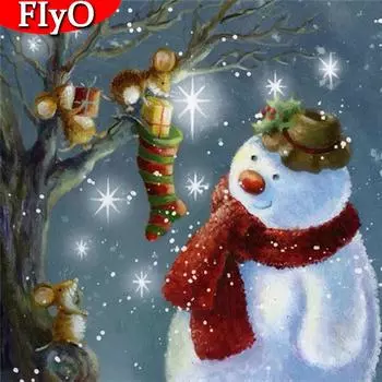 Новые поступления Алмазная вышивка Рождественская 5D алмазная живопись Снеговик картина со стразами подарок ручной работы Full Round 30x30CM