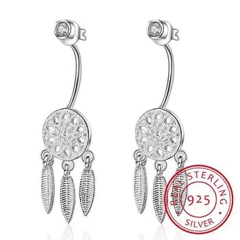 Новые поступления, модные висячие перья, серьги «Ловец снов», серебро 925 пробы, серьги-гвоздики для женщин, ювелирные изделия