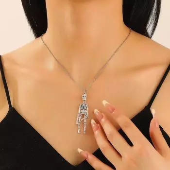 Новые поступления Ретро темный панк хип-хоп Хэллоуин скелет кулон ожерелье 1 pcs