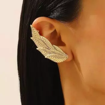 Новые поступления ретро универсальные индивидуальные золотые листья цветы серьги клипсы на серьги для женщин 1 pcs-Right ear