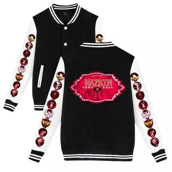 Новые поступления, унисекс, модная бейсбольная толстовка с принтом отеля Hazbin для женщин и мужчин, спортивные куртки на открытом воздухе XS чёрный