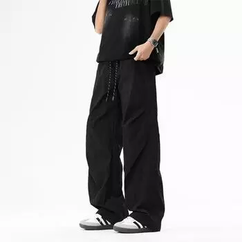 Новые повседневные брюки для мужчин, летние прямые свободные спортивные брюки, универсальные брюки-парашюты карго широкого кроя M