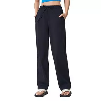 Новые повседневные брюки прямого покроя с высокой талией, свободные узкие брюки для йоги, драпированные дышащие спортивные брюки для фитнеса для женщин M